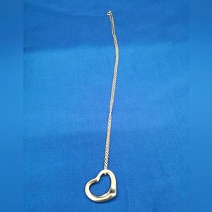 Tiffany & Co. Elsa Peretti 925 Sterling Silver Open HEART Necklace & Pendant 16"